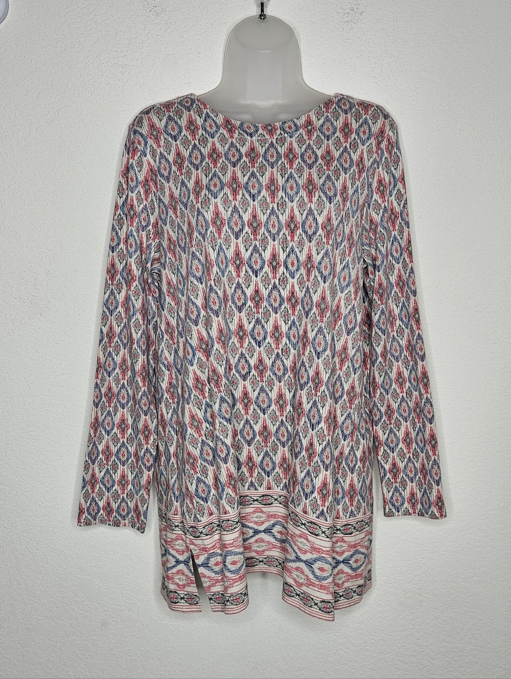 J.Jill Wearever Ikat Print Tunic Top Medium Supima Cotton Modal Stretch Boho